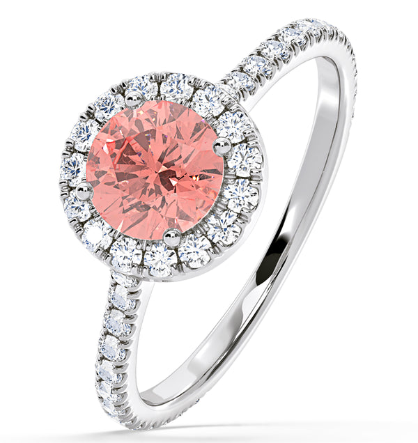 Reina Pink Lab Diamond 1.80ct Halo Ring in 18K White Gold - Elara Collection